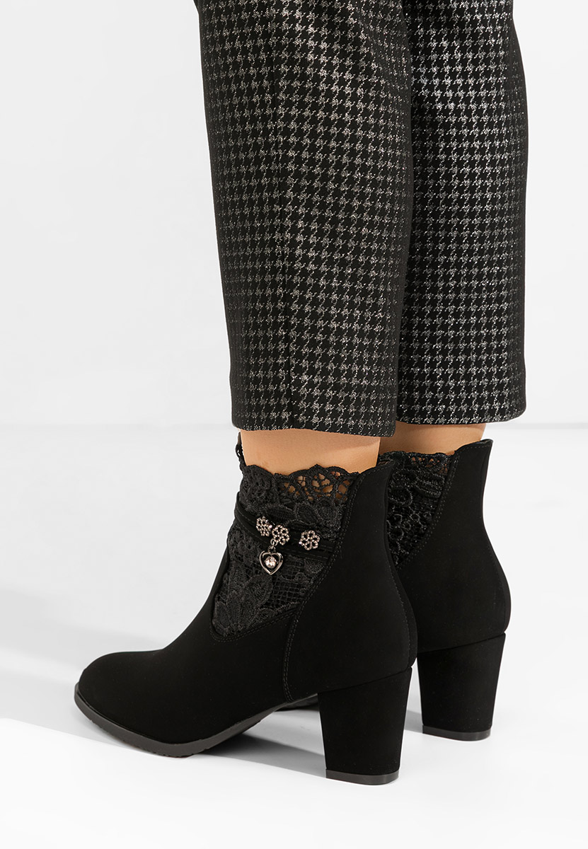 Botine cu toc gros Corava negre