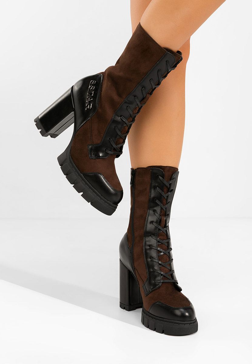 Botine cu toc gros Anahi maro Botine cu toc gros Anahi maro