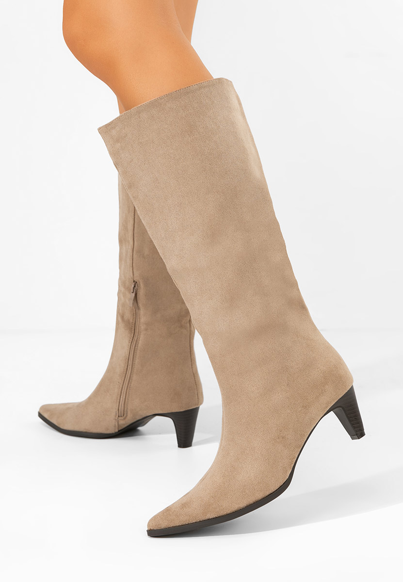 Cizme dama elegante cu toc Favora kaki