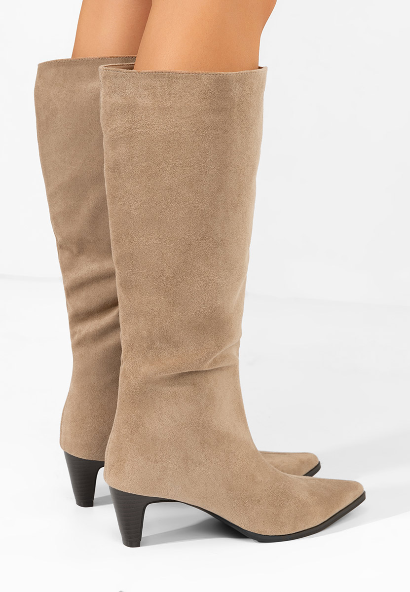 Cizme dama elegante cu toc Favora kaki