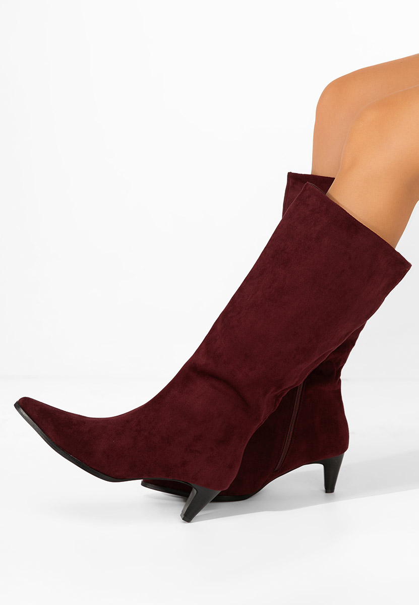 Cizme dama elegante cu toc Favora grena