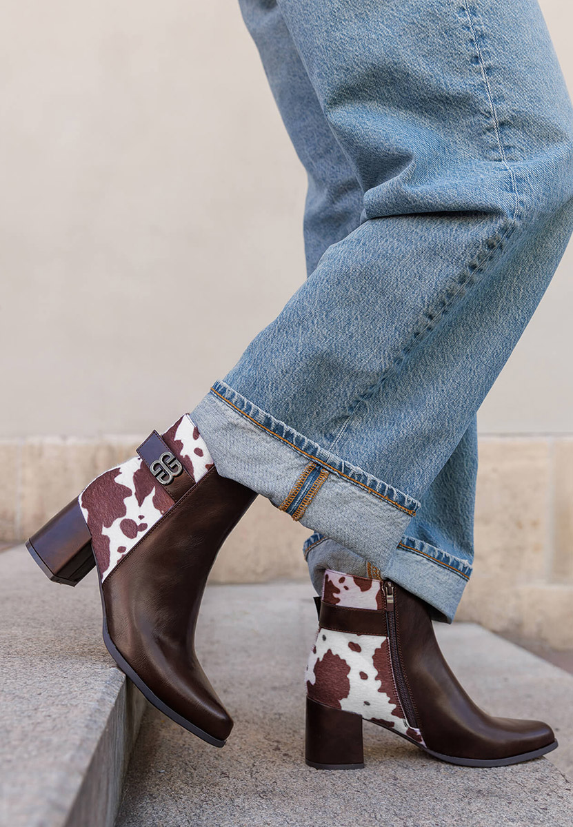 Botine cu toc gros Marivora maro