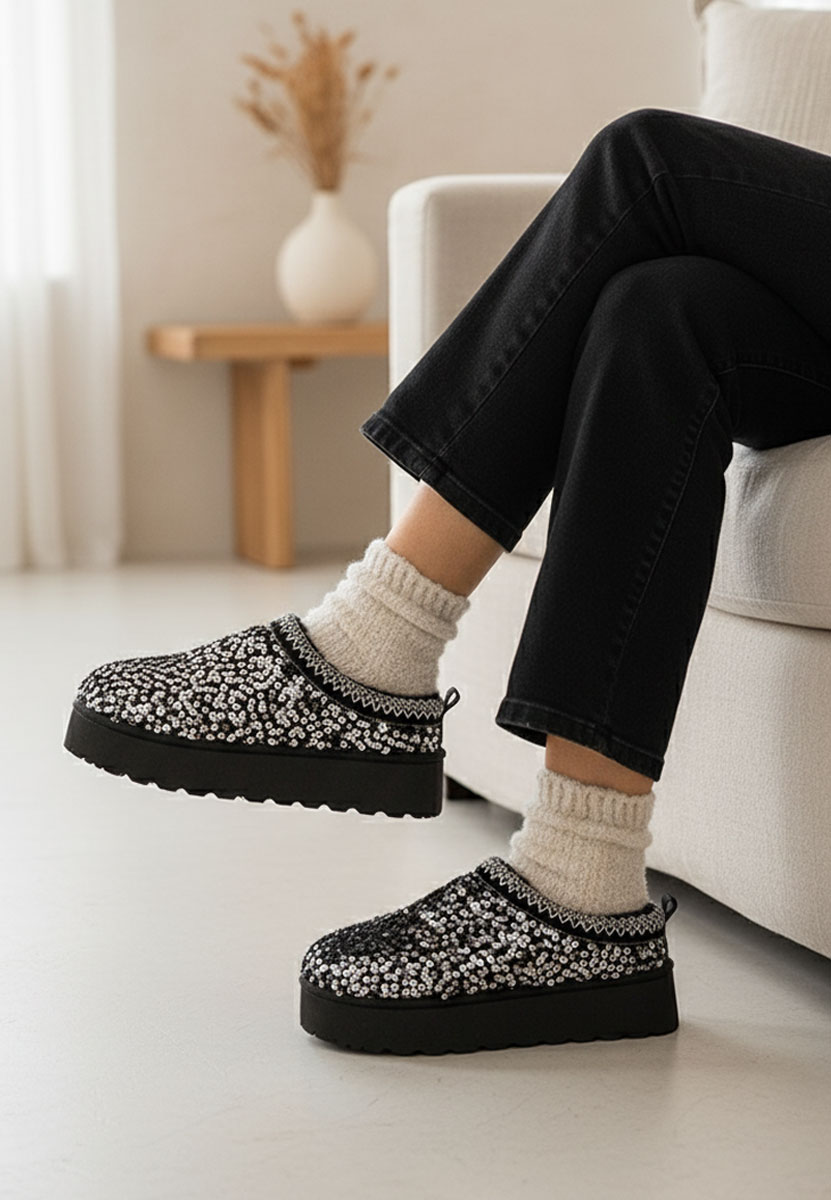 Papuci cu platformă Joannna V2 negri