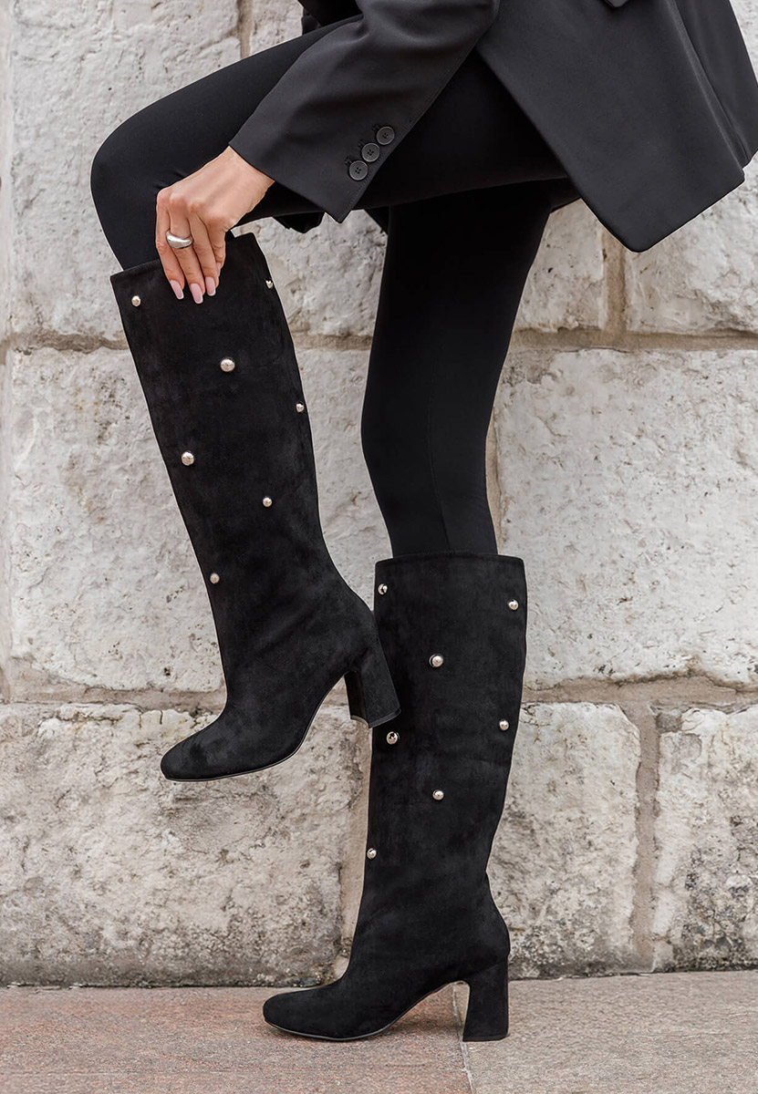 Cizme cu toc gros Noielia negre