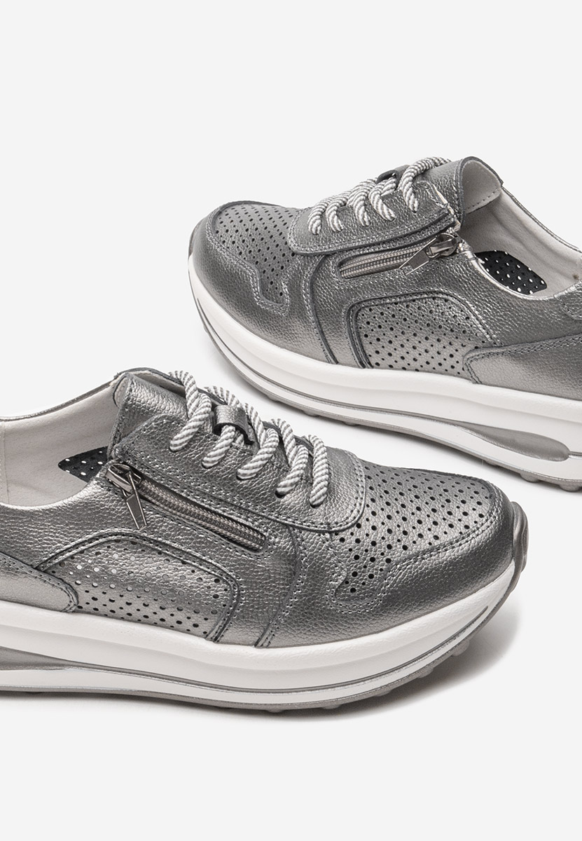 Sneakers dama piele Cidra argintii