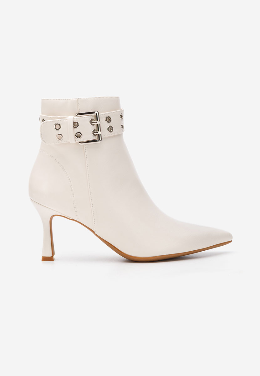 Botine cu toc subtire Velana nude