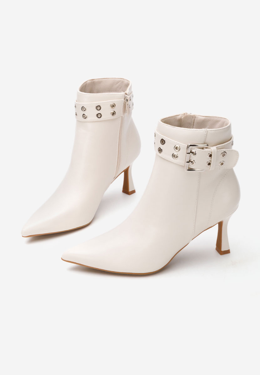 Botine cu toc subtire Velana nude