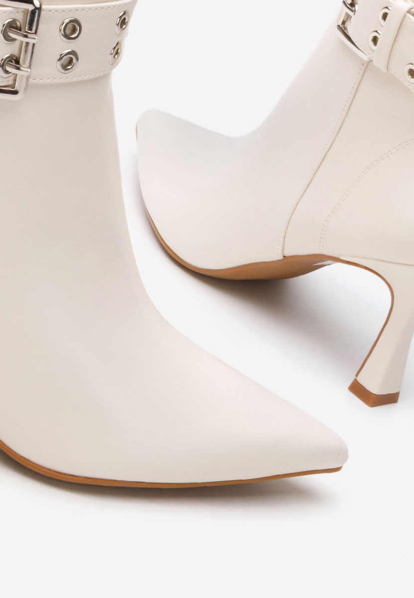 Botine cu toc subtire Velana nude