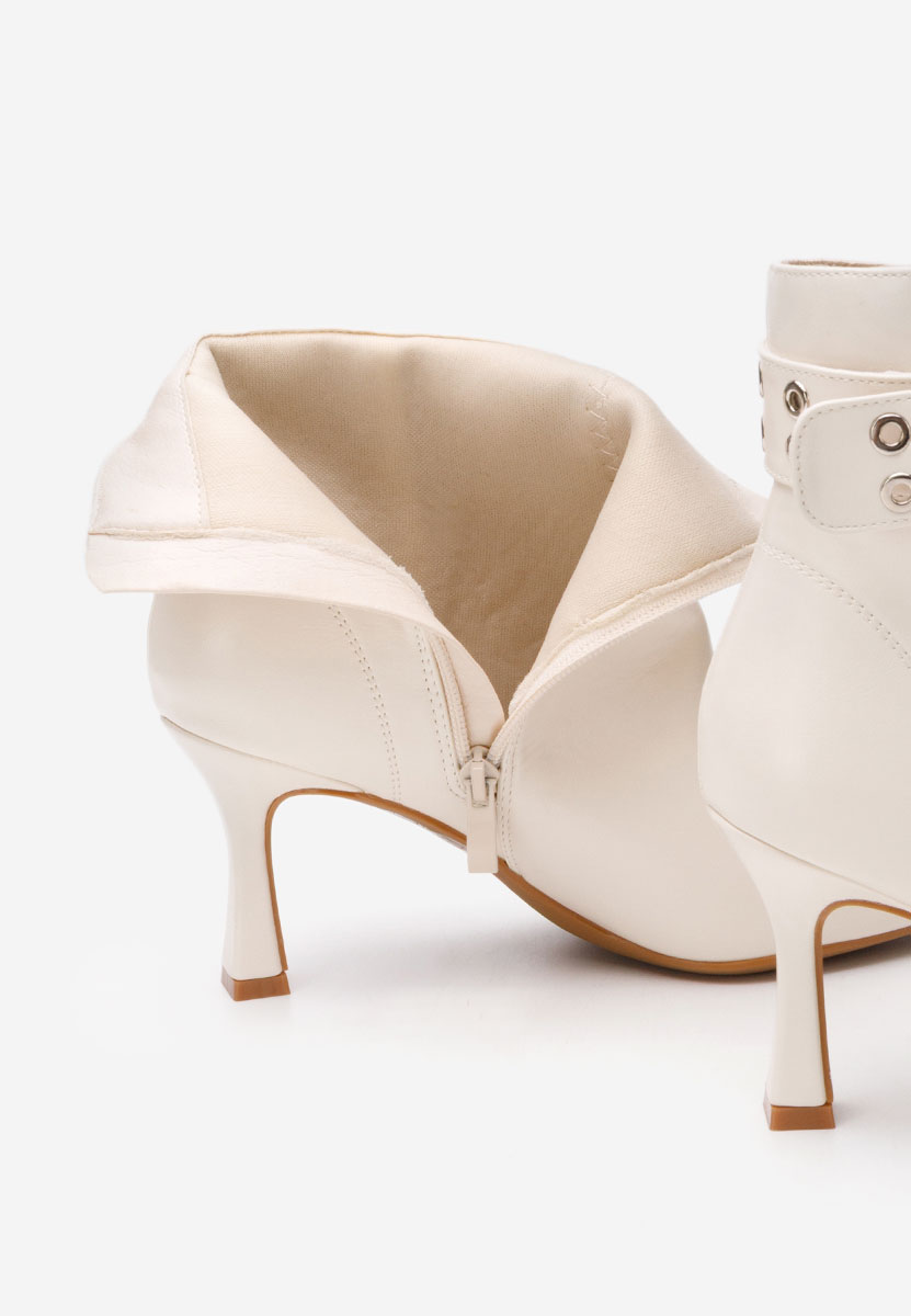 Botine cu toc subtire Velana nude
