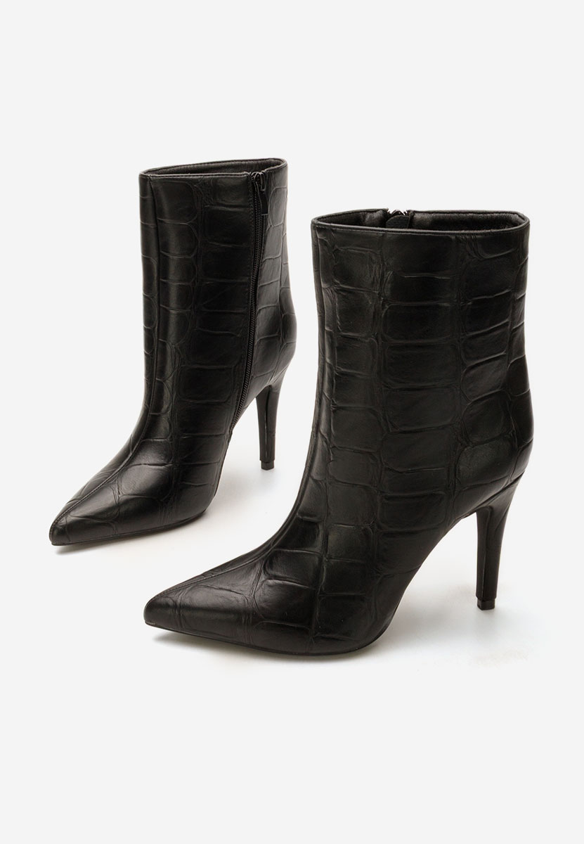 Botine cu toc subtire Selvaris negre