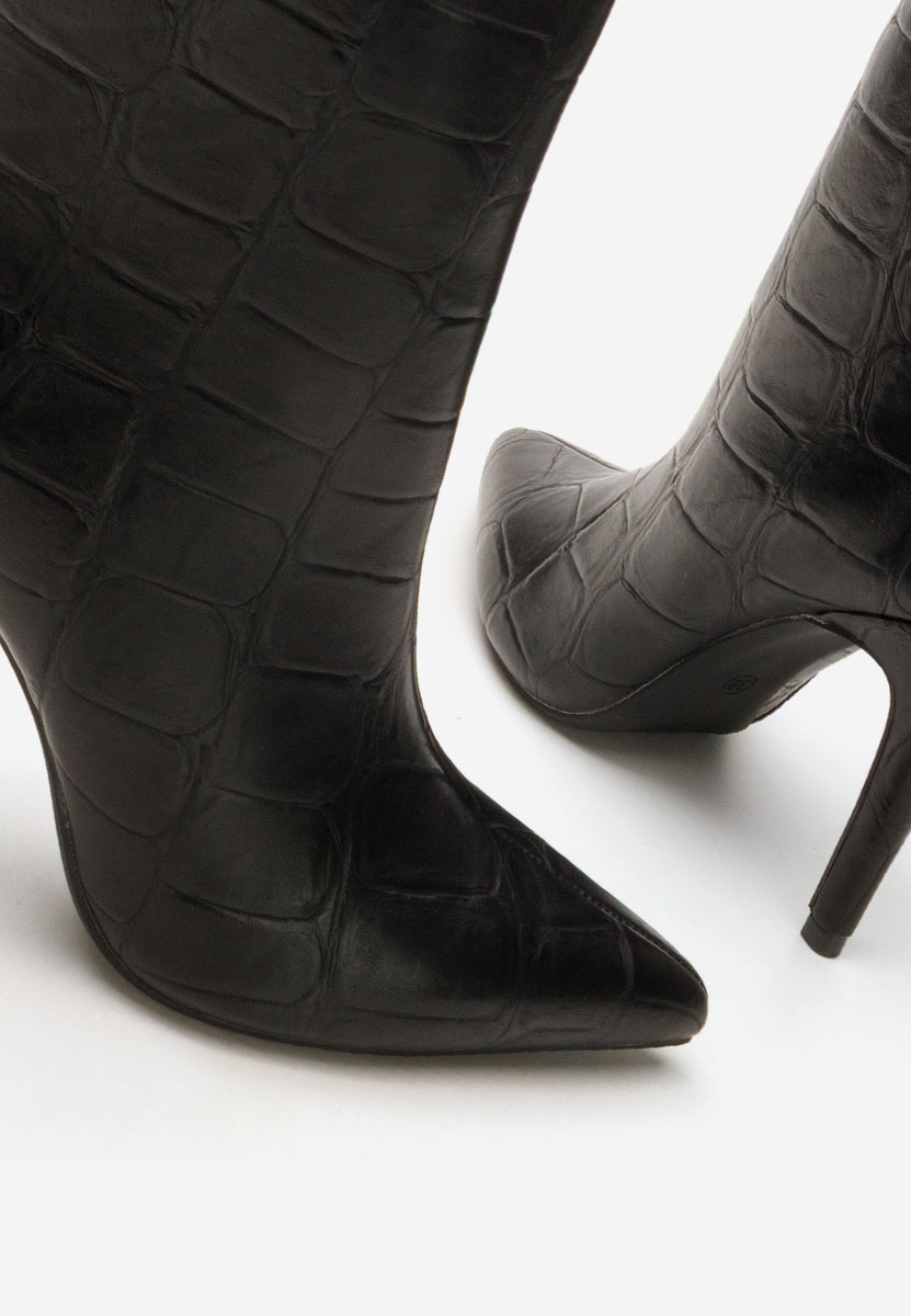 Botine cu toc subtire Selvaris negre