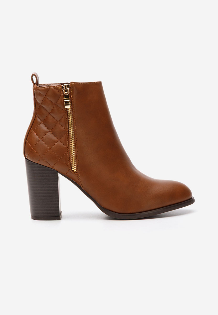 Botine cu toc Lumila camel
