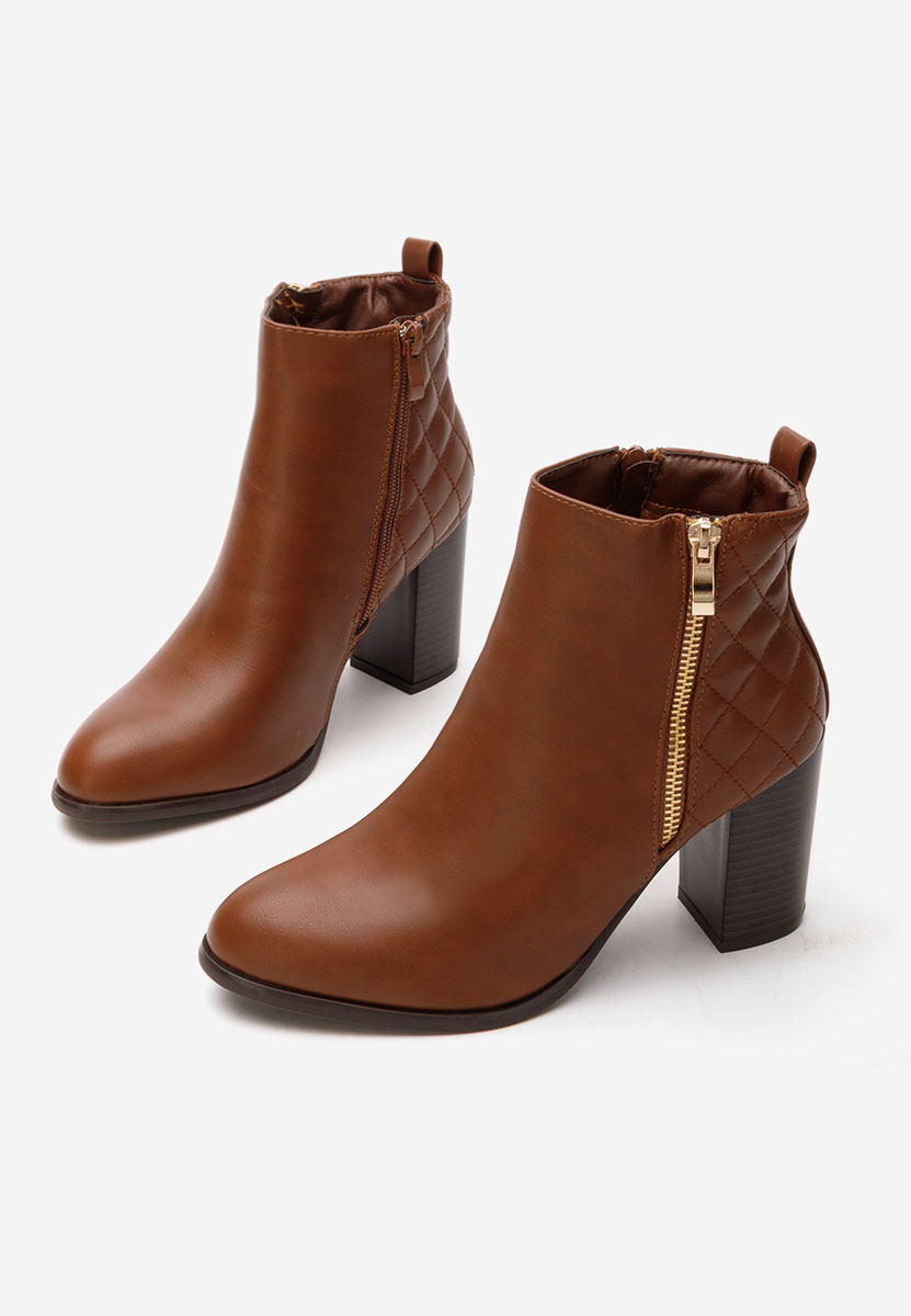 Botine cu toc Lumila camel