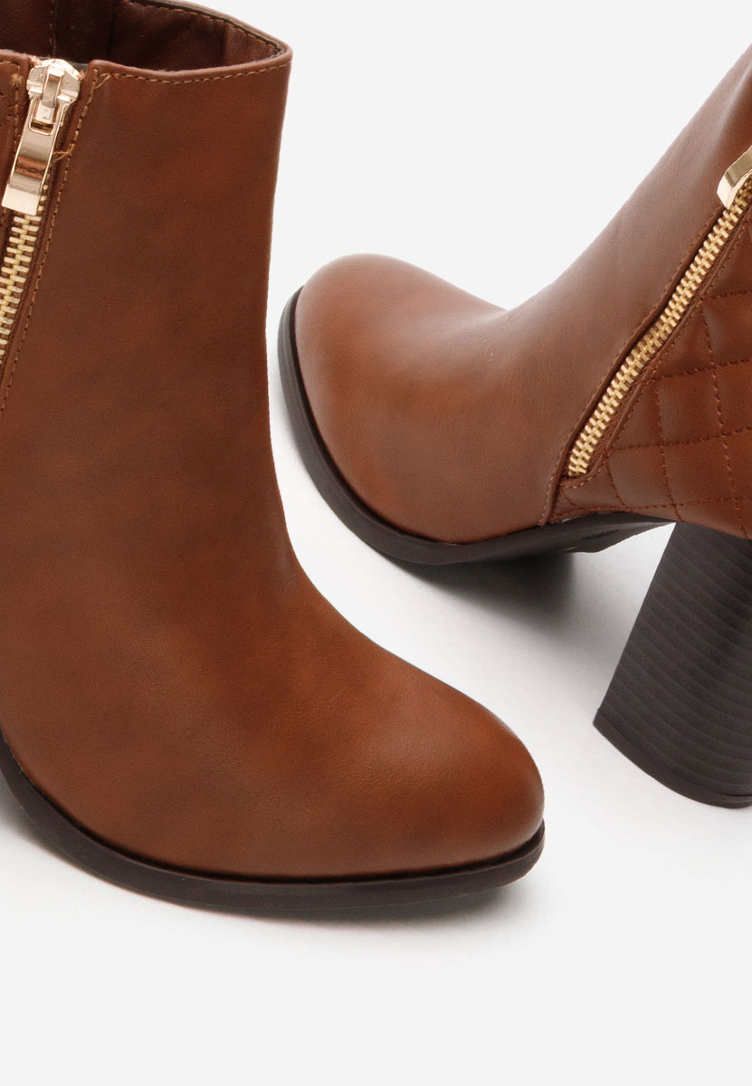 Botine cu toc Lumila camel