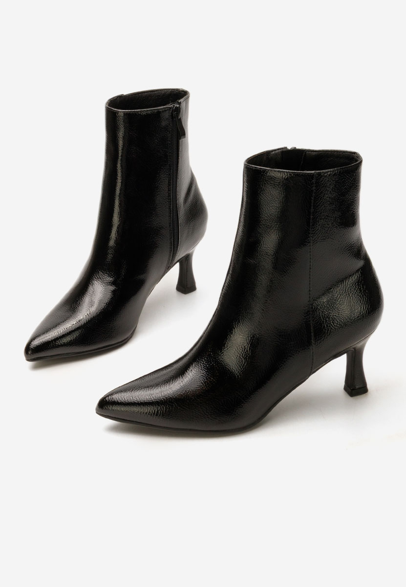 Botine cu toc subtire Elionor negre