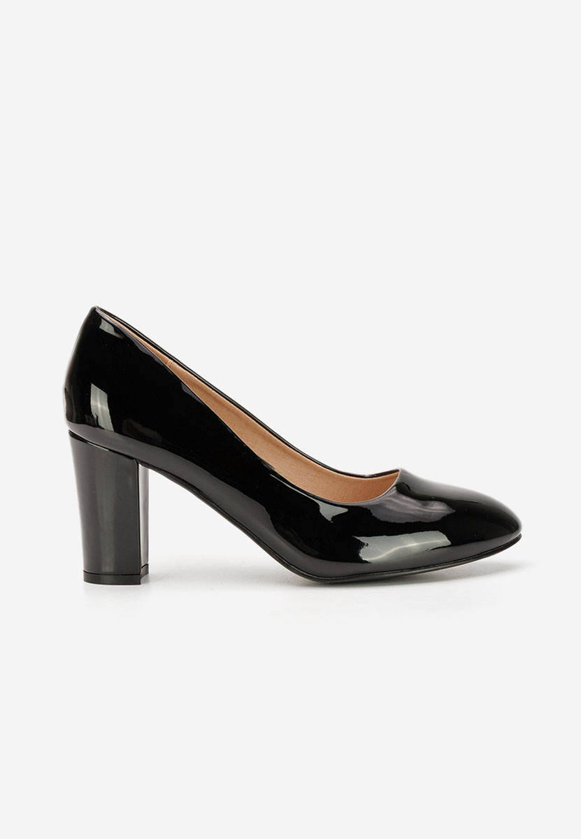 Pantofi cu toc lacuiti Chique V5 negri