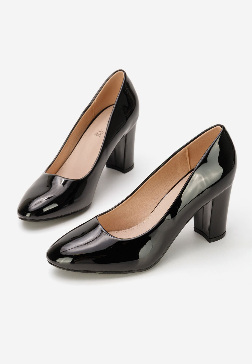 Pantofi cu toc lacuiti Chique V5 negri