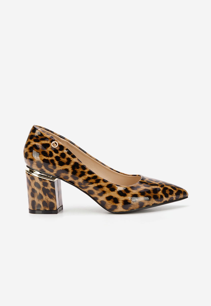 Pantofi cu toc gros Nelia V4 animal print