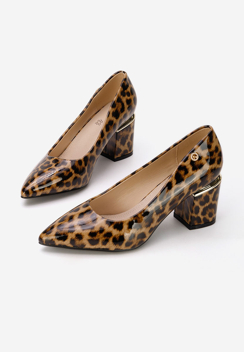 Pantofi cu toc gros Nelia V4 animal print