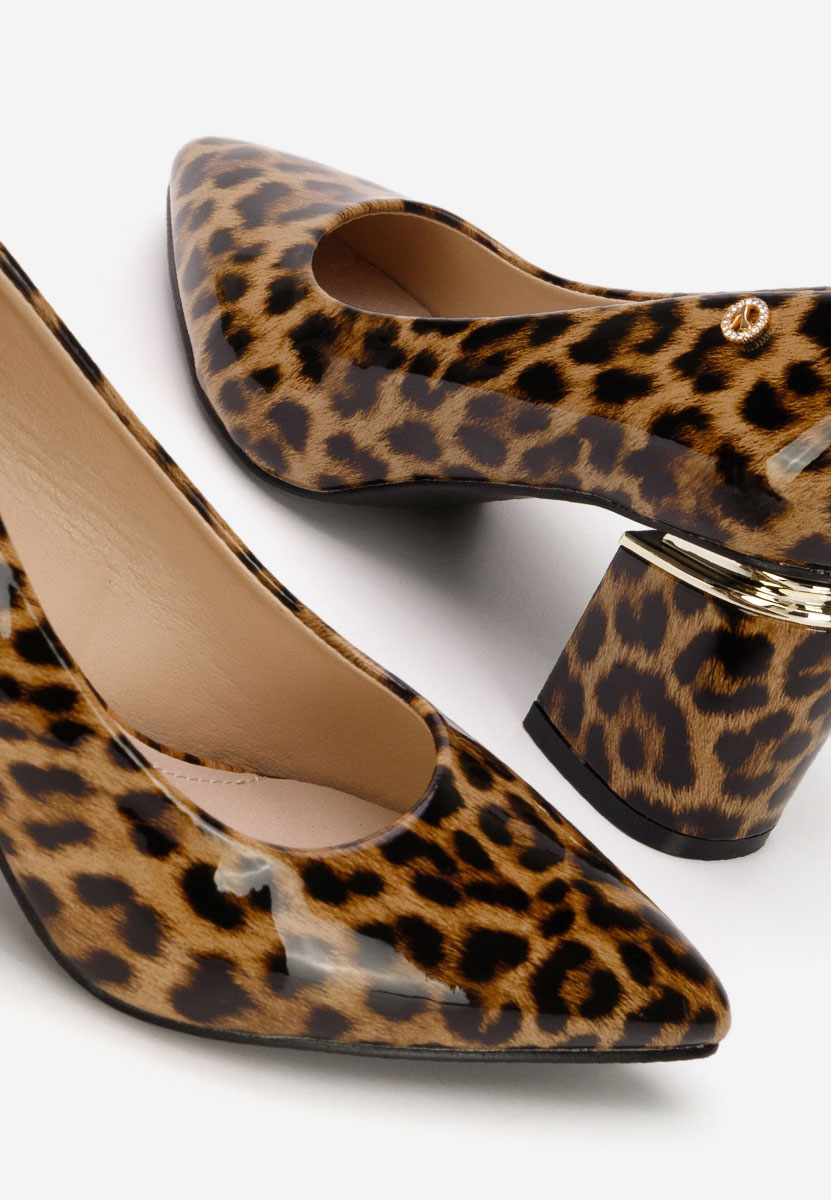 Pantofi cu toc gros Nelia V4 animal print