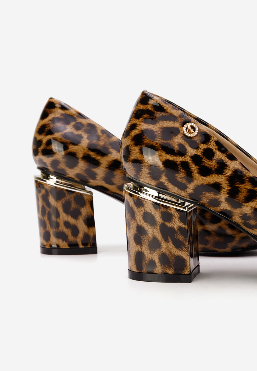 Pantofi cu toc gros Nelia V4 animal print