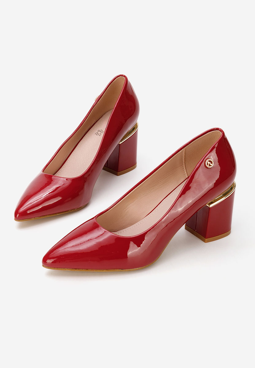 Pantofi cu toc gros Nelia V4 rosii