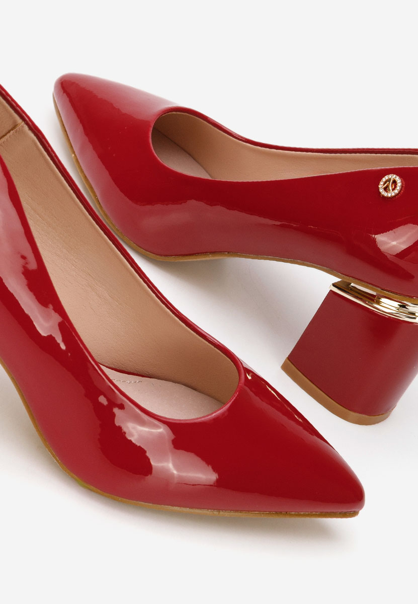 Pantofi cu toc gros Nelia V4 rosii