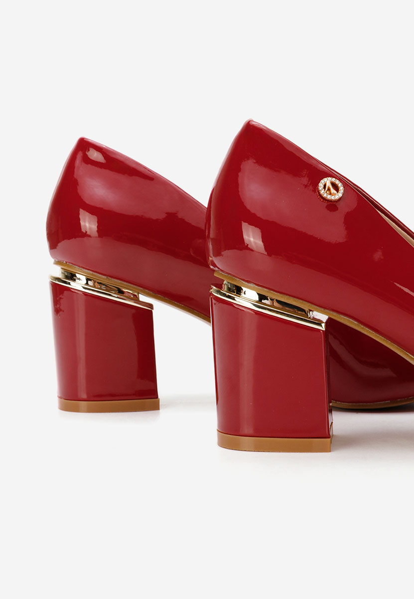 Pantofi cu toc gros Nelia V4 rosii