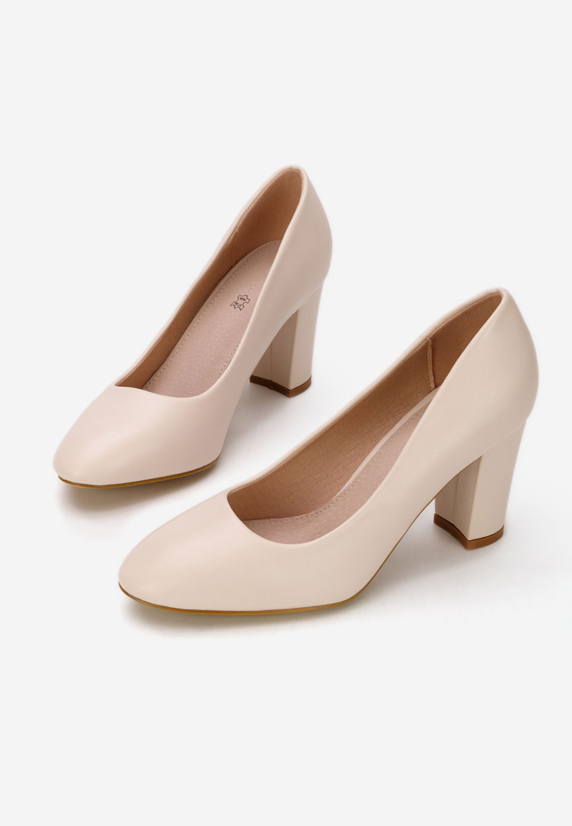 Pantofi cu toc gros Bonanza V2 bej