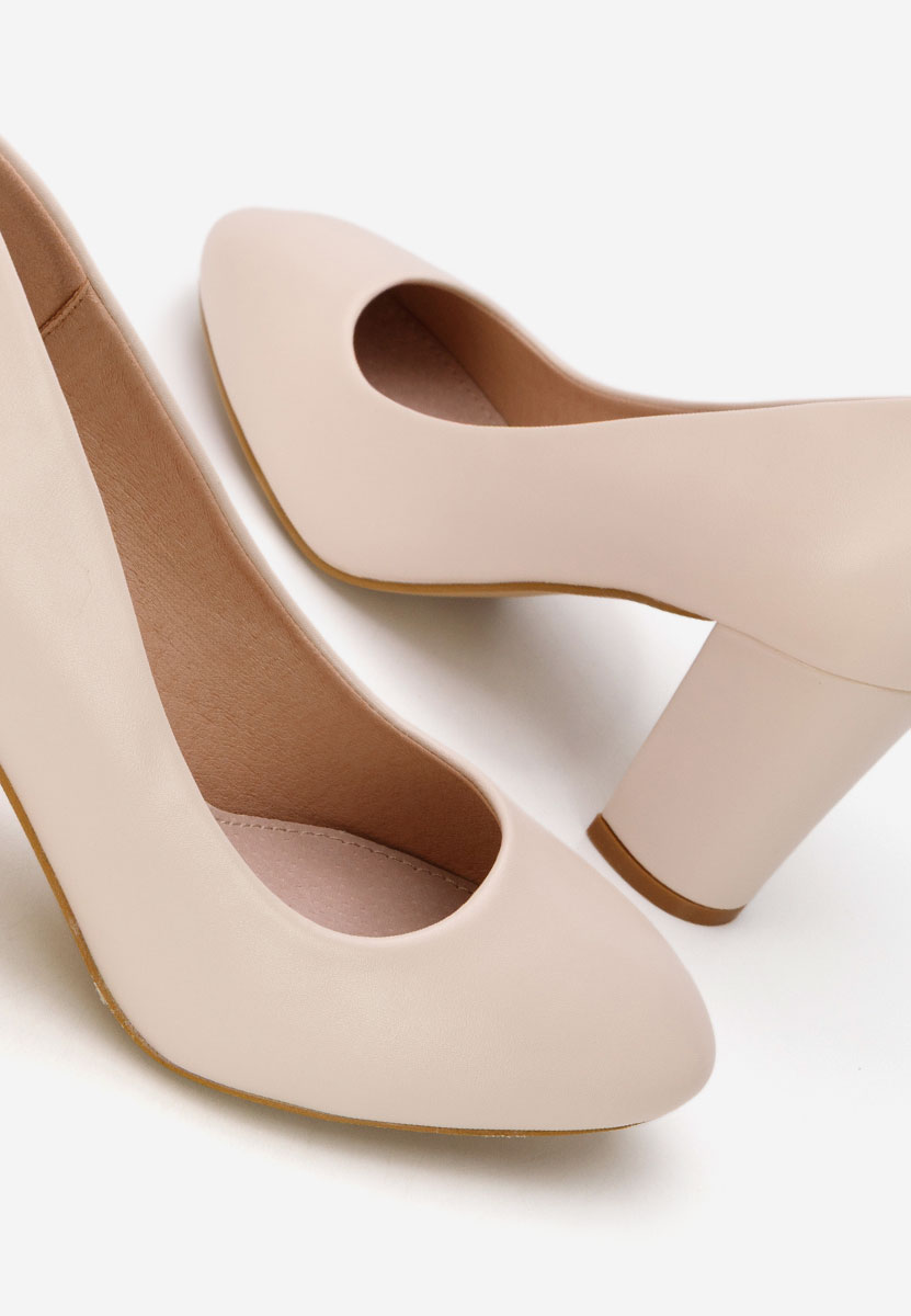 Pantofi cu toc gros Bonanza V2 bej
