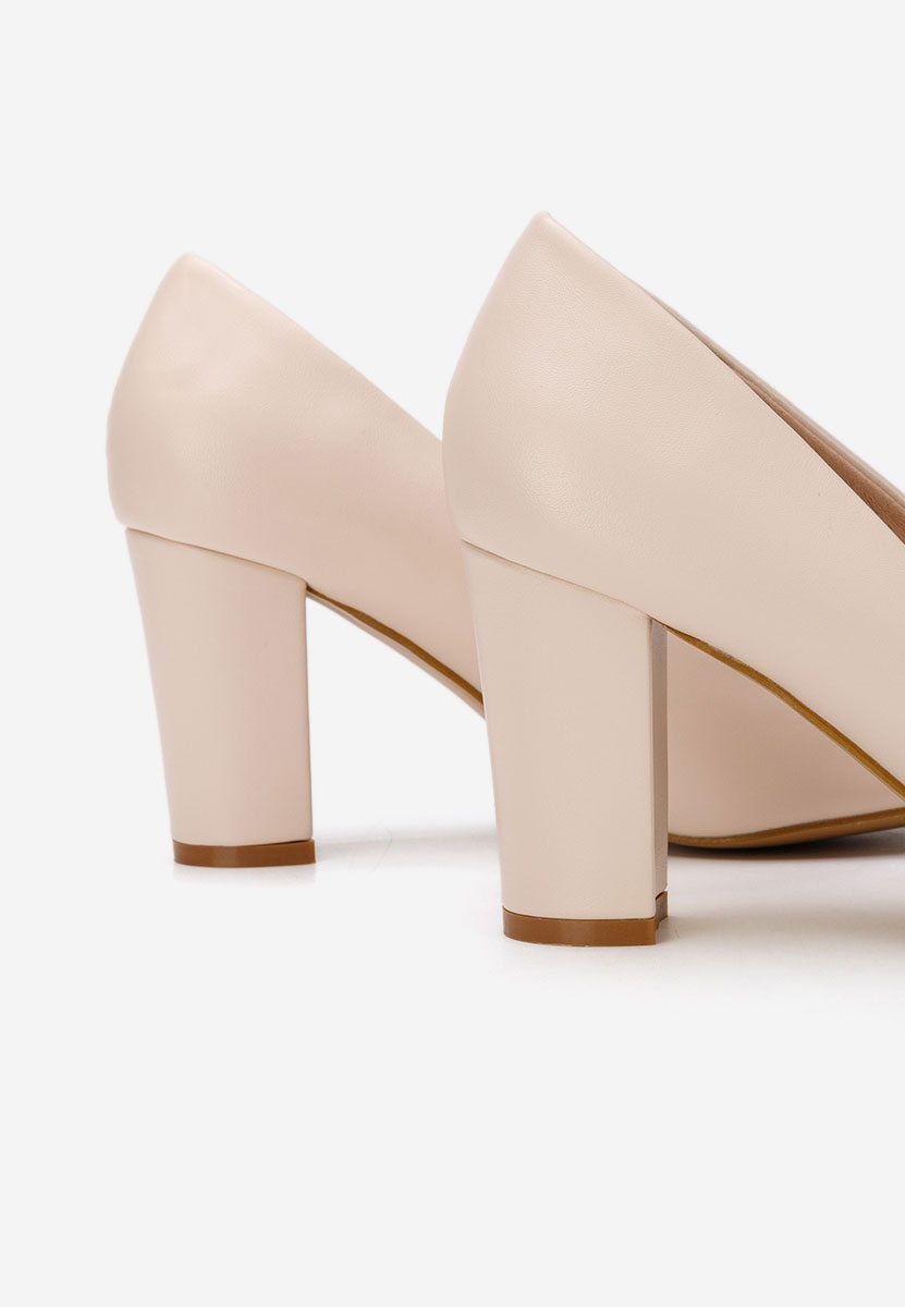 Pantofi cu toc gros Bonanza V2 bej