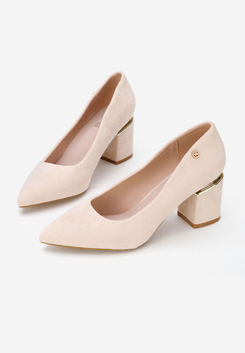 Pantofi cu toc gros Nelia V5 bej