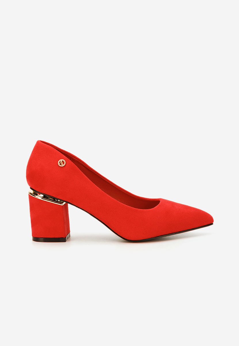 Pantofi cu toc gros Nelia V5 rosii