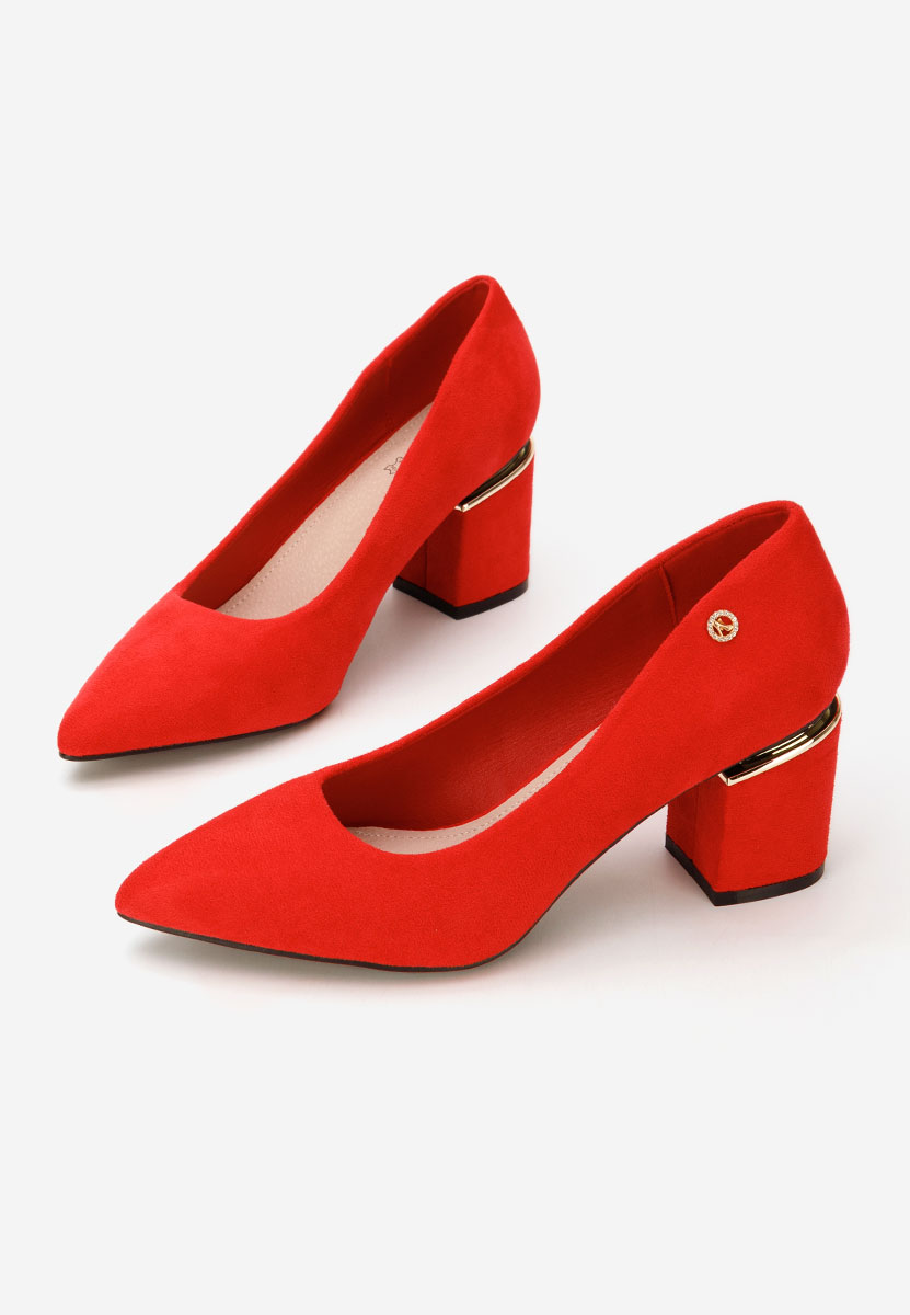 Pantofi cu toc gros Nelia V5 rosii