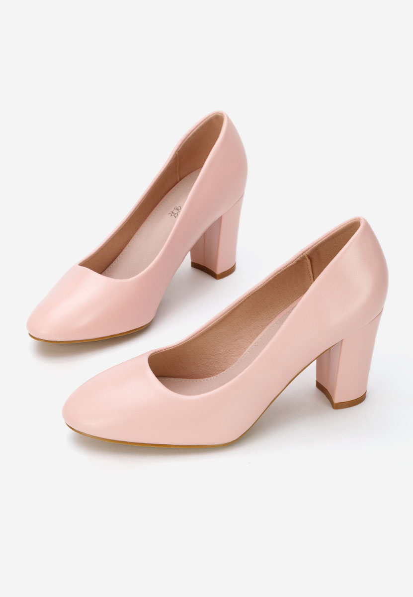 Pantofi cu toc gros Bonanza V2 nude