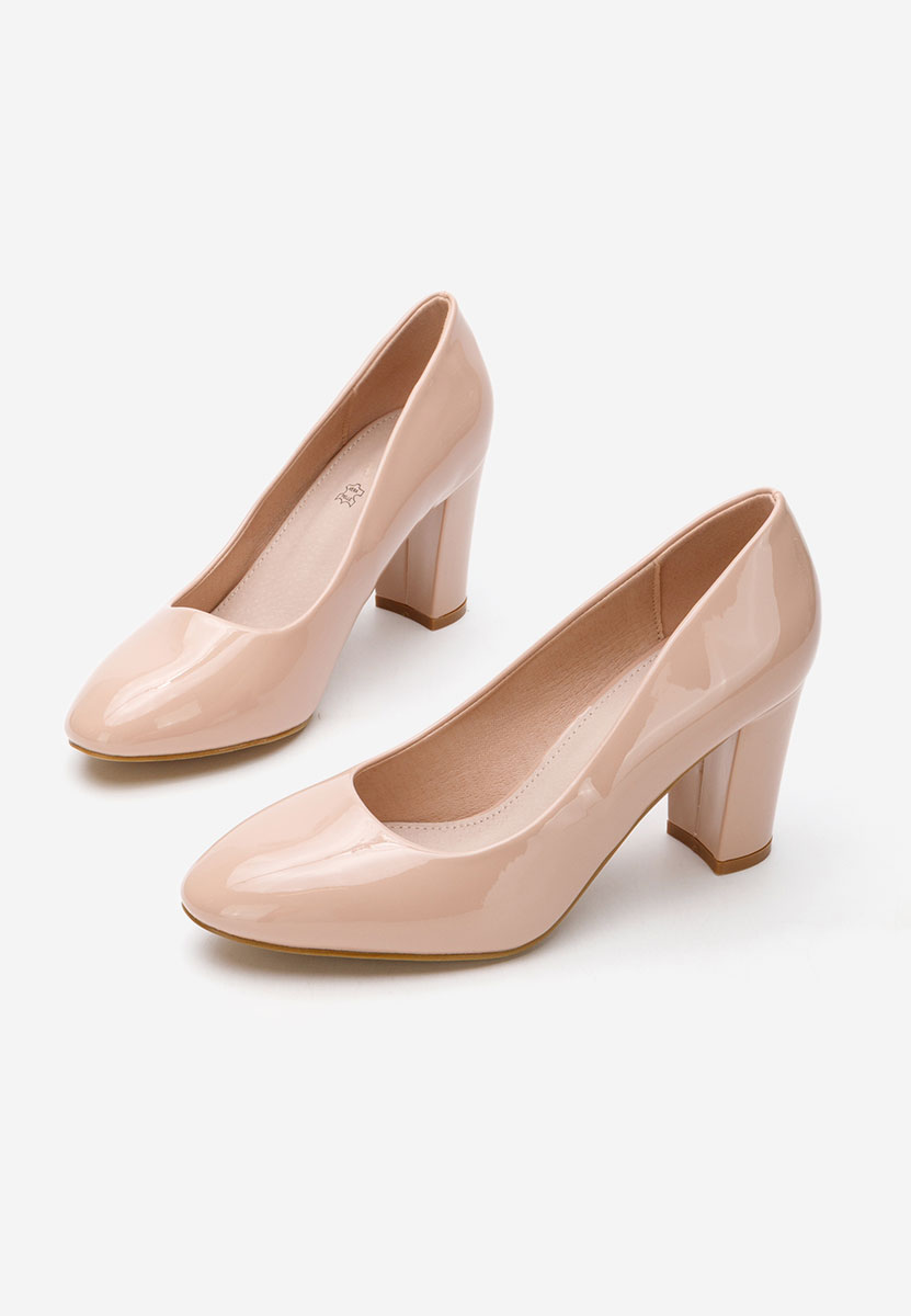 Pantofi cu toc lacuiti Chique V5 bej