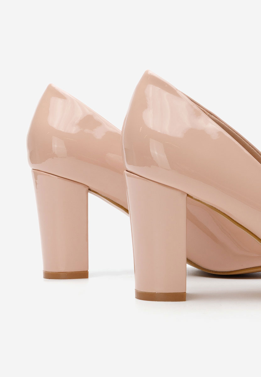 Pantofi cu toc lacuiti Chique V5 bej