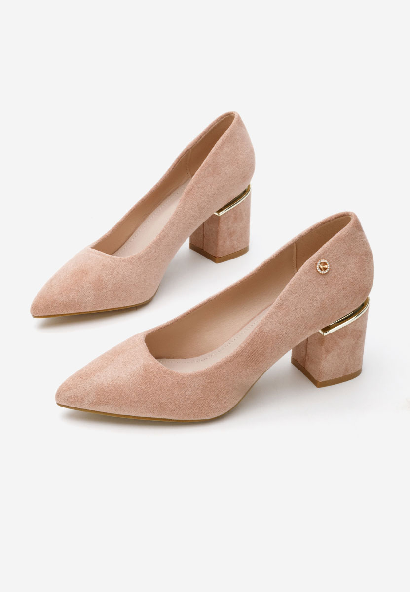 Pantofi cu toc gros Nelia V5 nude