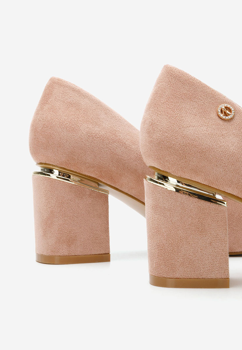 Pantofi cu toc gros Nelia V5 nude