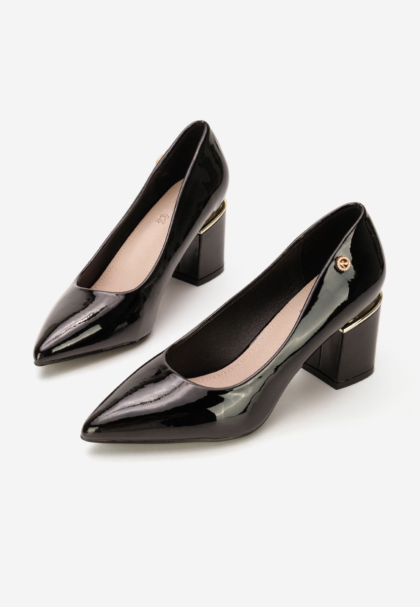 Pantofi cu toc gros Nelia V4 negri