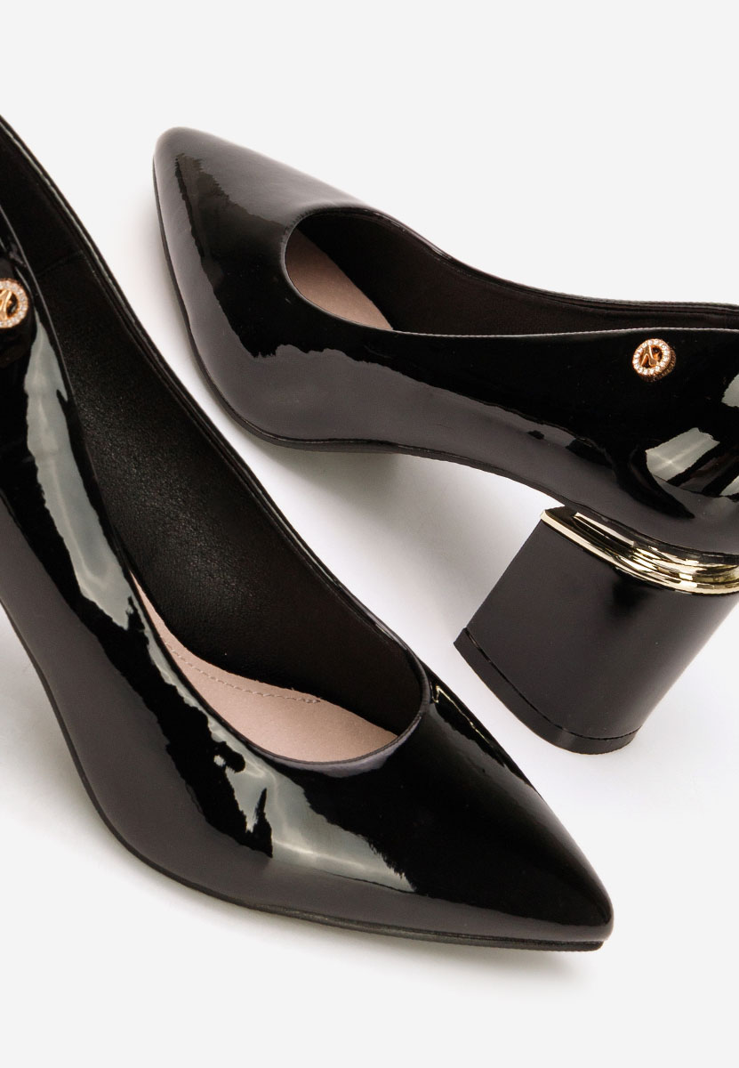 Pantofi cu toc gros Nelia V4 negri