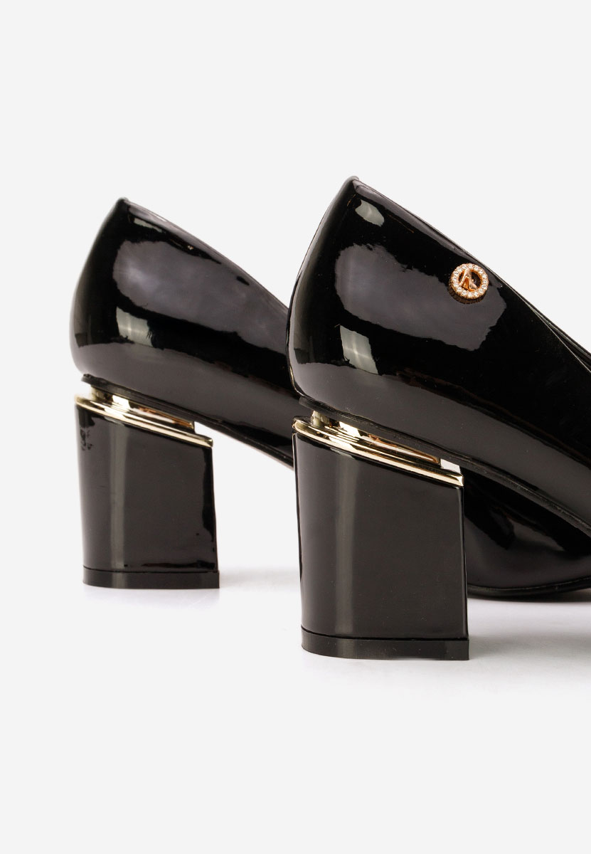 Pantofi cu toc gros Nelia V4 negri