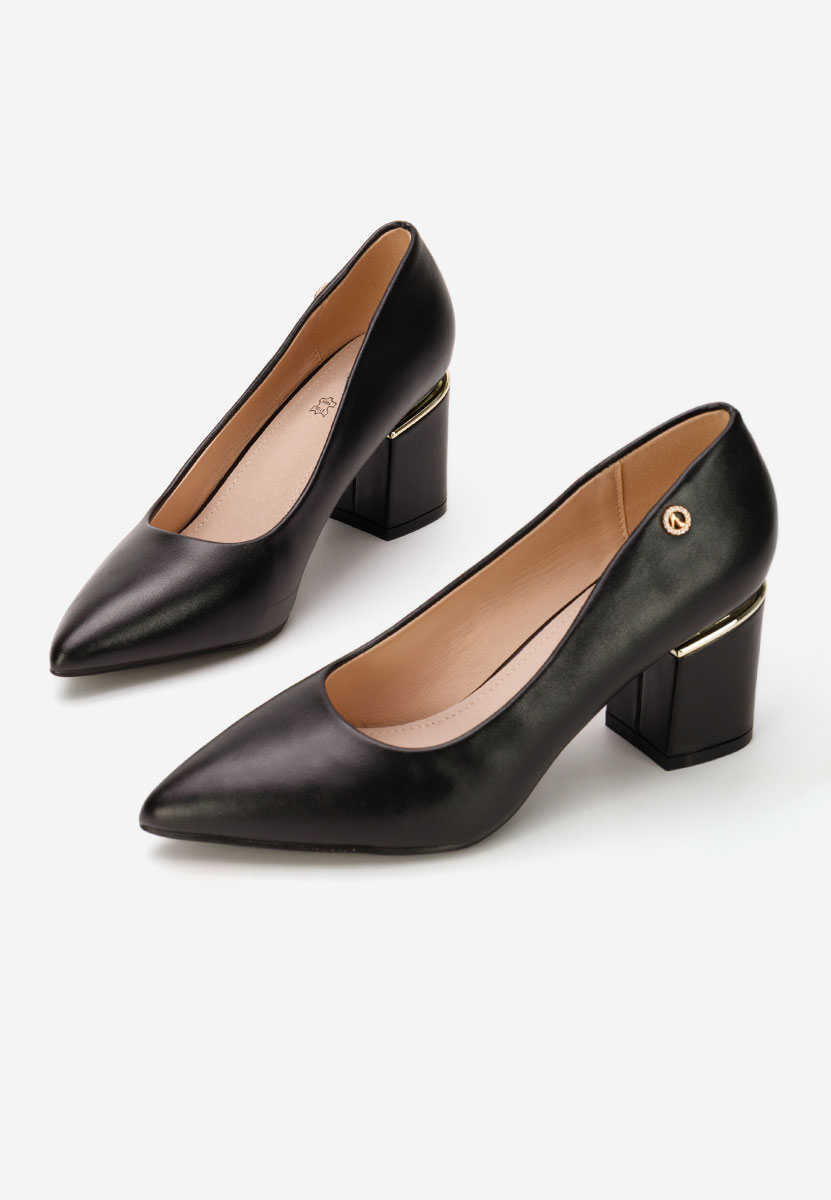 Pantofi cu toc gros Nelia V4 negri