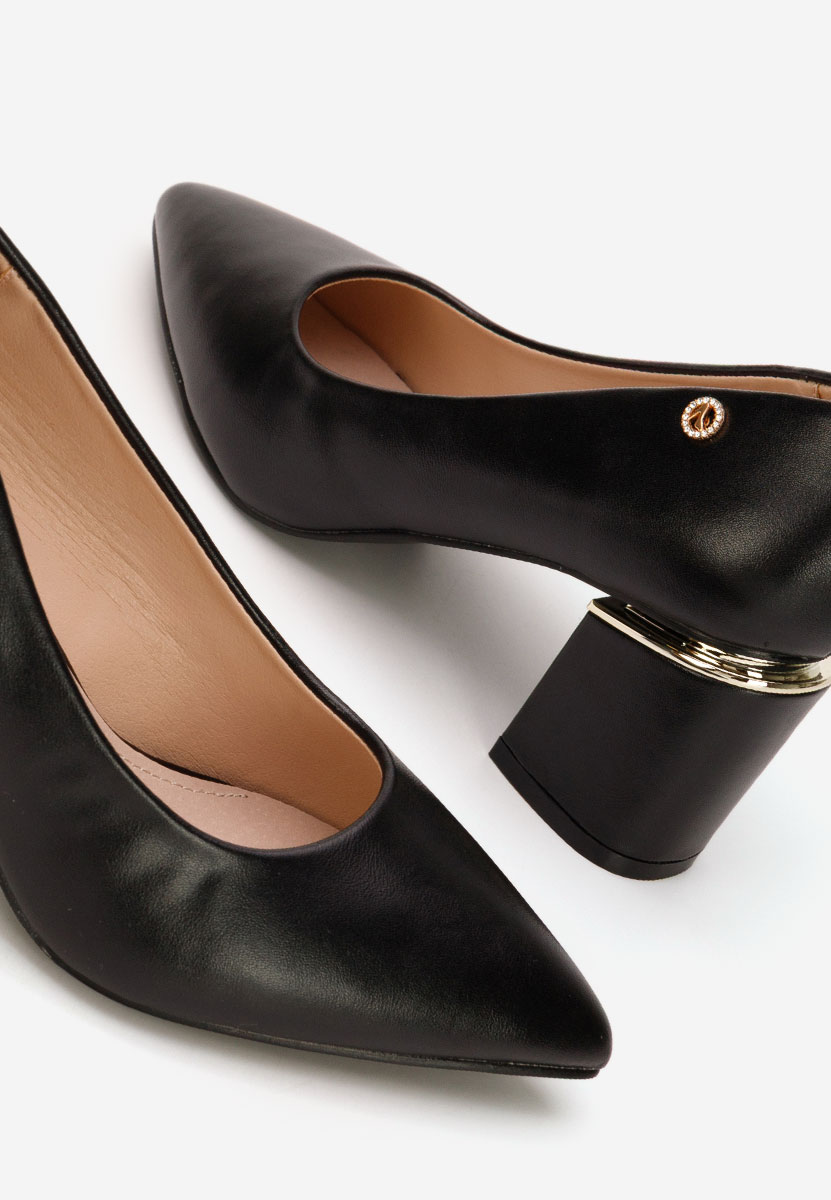 Pantofi cu toc gros Nelia V4 negri