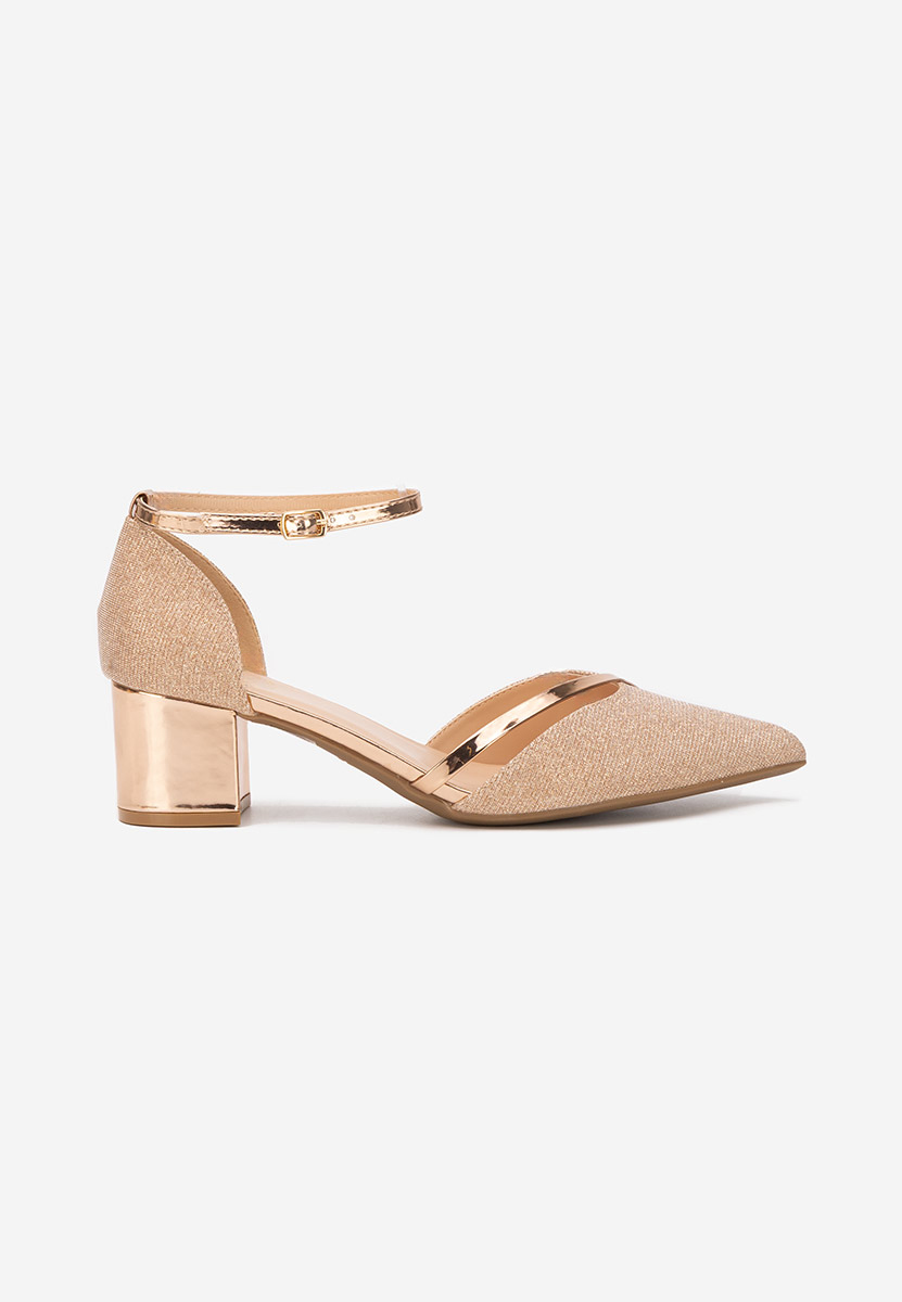 Pantofi cu toc gros Anaili champagne