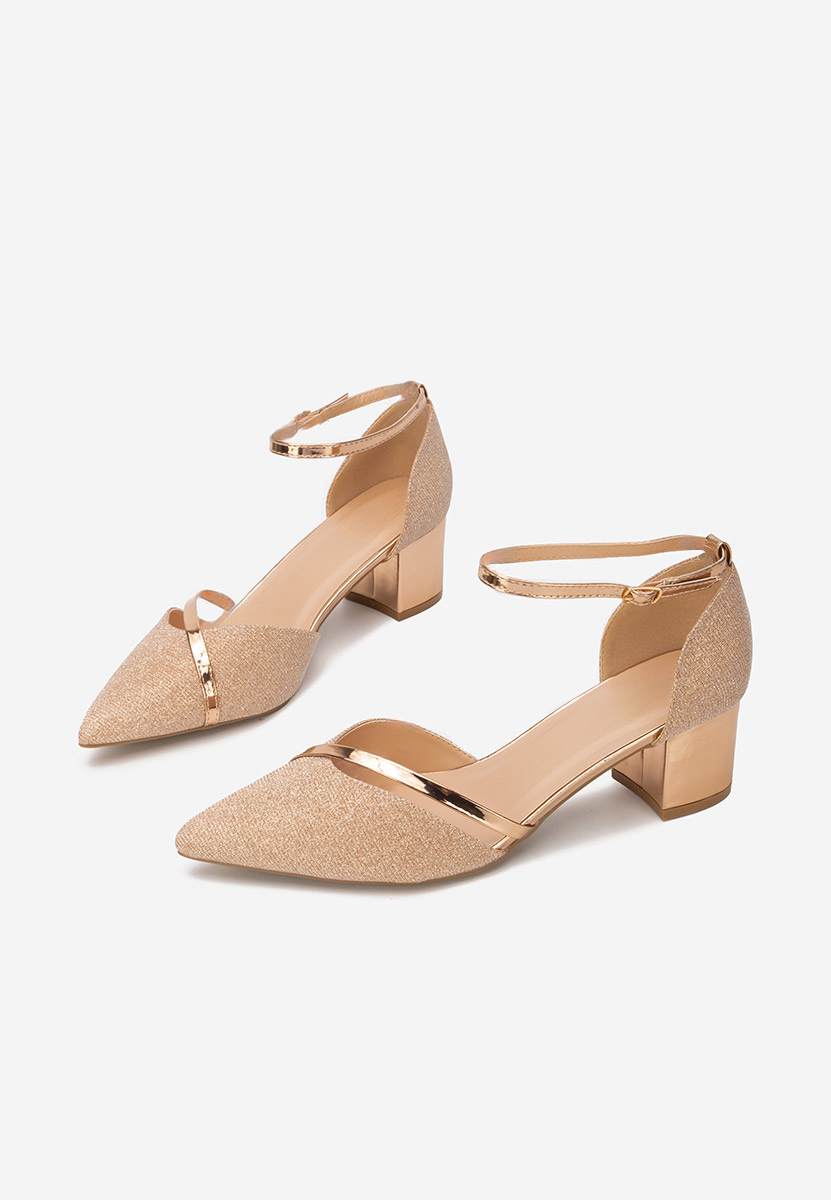 Pantofi cu toc gros Anaili champagne