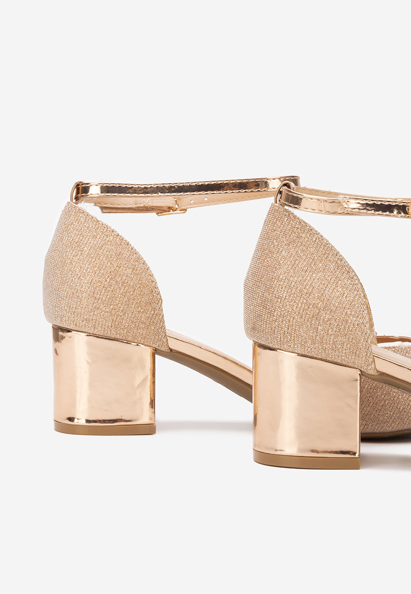 Pantofi cu toc gros Anaili champagne