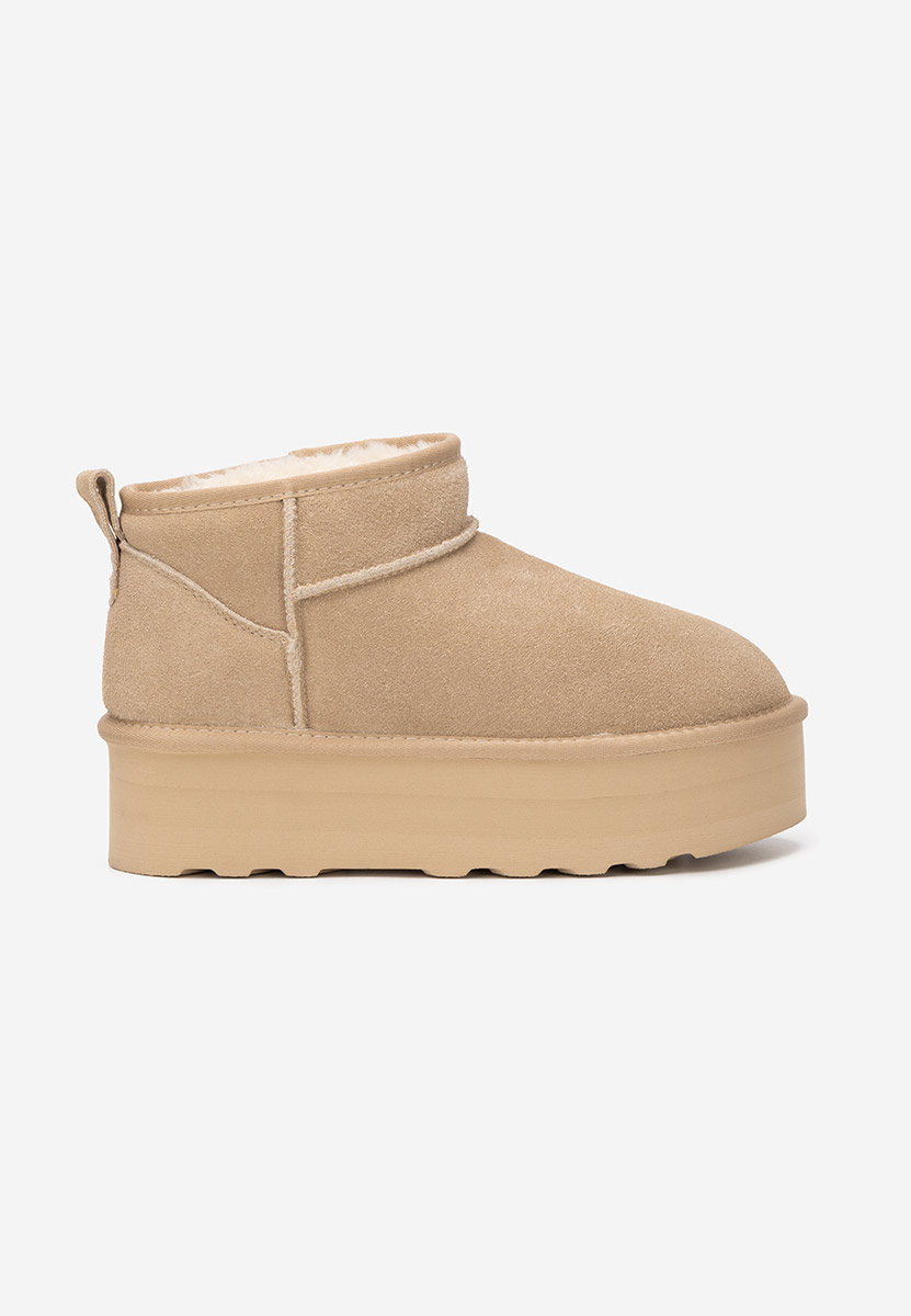 Cizme tip ugg cu platformă Fenoria bej