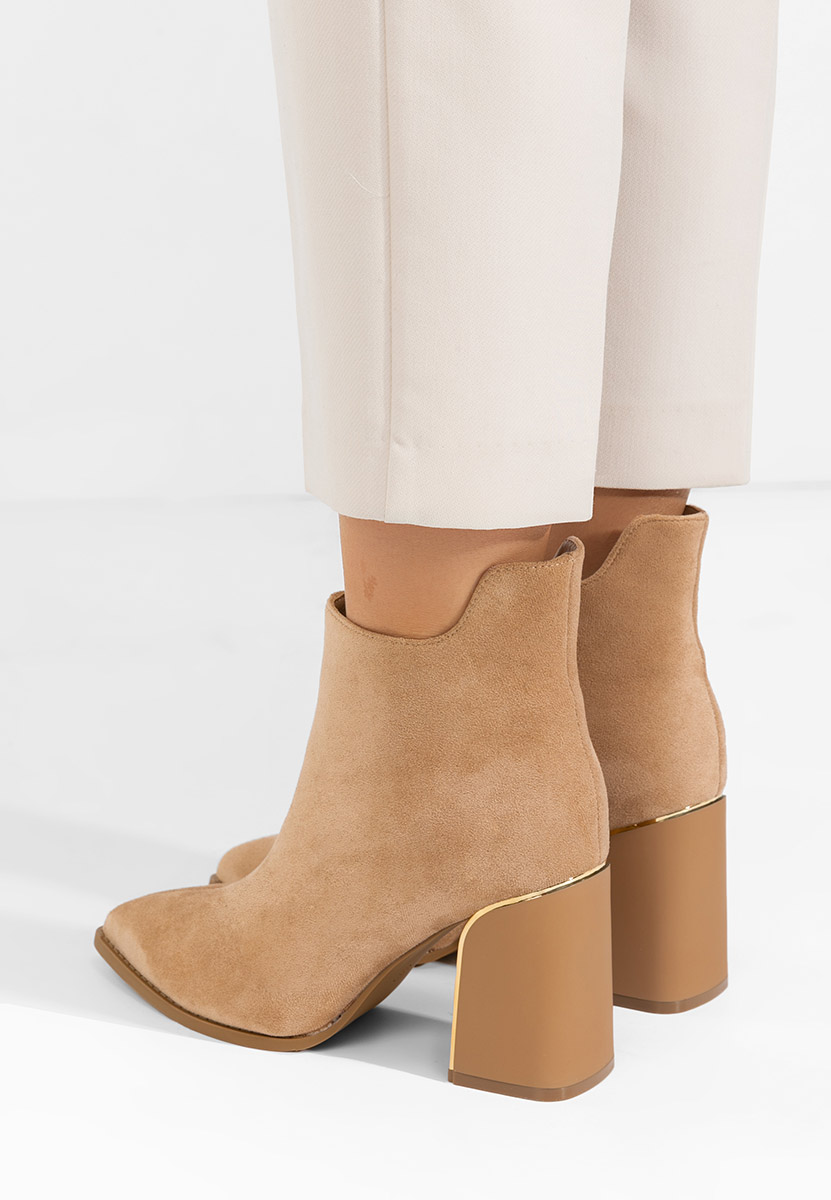 Botine cu toc gros Savrina kaki