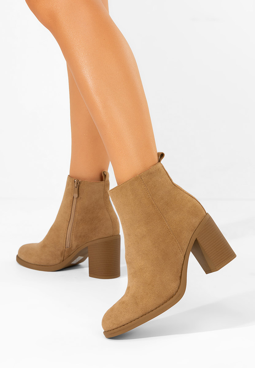 Botine cu toc Desirea camel